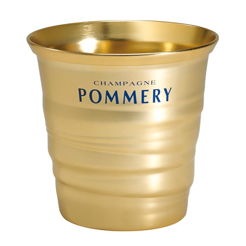 Pommery Branded Metal Ice Bucket In Gold